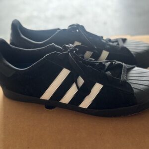 Adidas Men's Black Sneakers with White Stripes